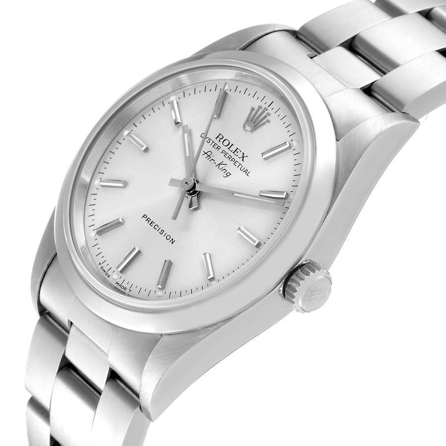 Rolex Air King 34mm Silver Dial Smooth Bezel Steel Mens Watch 14000 Box Papers 1