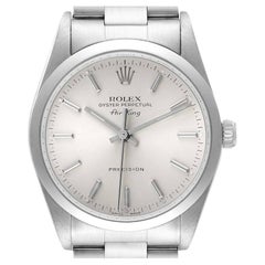 Rolex Air King Silver Dial Smooth Bezel Steel Mens Watch 14000 Box Papers