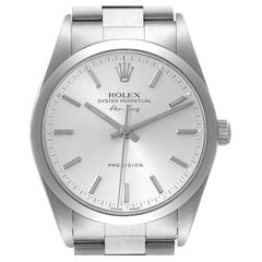 Rolex Air King 34mm Silver Dial Smooth Bezel Steel Mens Watch 14000 Box Papers