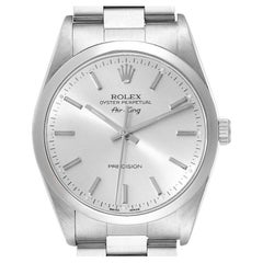 Rolex Air King 34mm Silver Dial Smooth Bezel Steel Mens Watch 14000 Box Papers