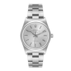 Rolex Air King Silberne Stahl-Herrenuhr mit Rauchglas-Lünette 14000