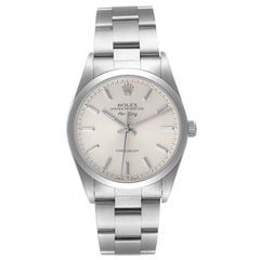 Rolex Air King 34mm Silber Zifferblatt Rauchglas Lünette Stahl Herrenuhr 14000