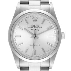 Rolex Air King 34mm Silber Zifferblatt Rauchglas Lünette Stahl Herrenuhr 14000