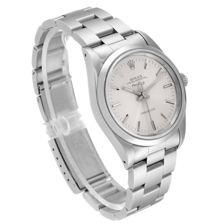 Rolex Air King Silber Zifferblatt Rauch Lünette Stahl Herrenuhr 14000 im Zustand „Hervorragend“ im Angebot in Atlanta, GA
