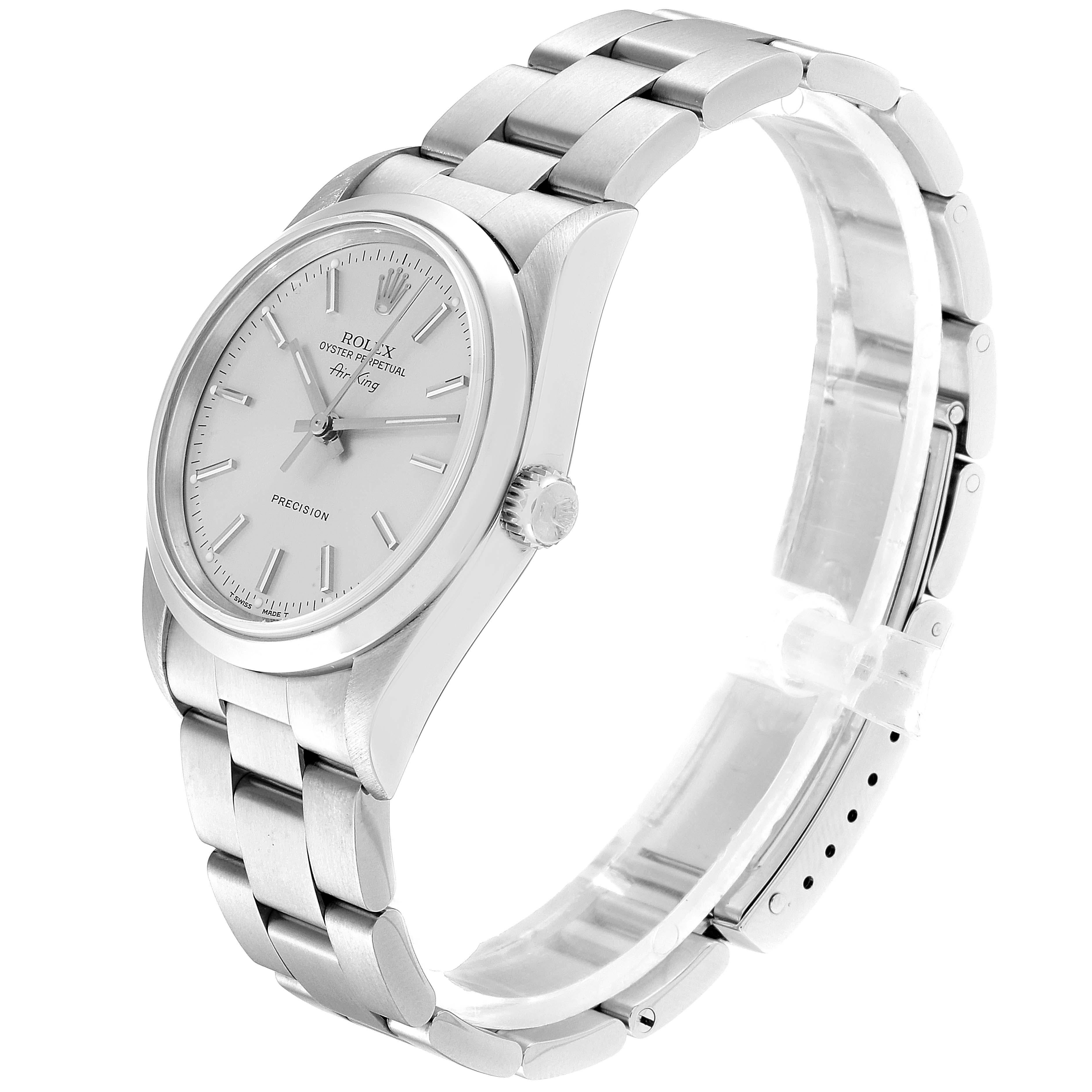 Rolex Air King Silver Dial Smooth Bezel Steel Men's Watch 14000 For Sale 1