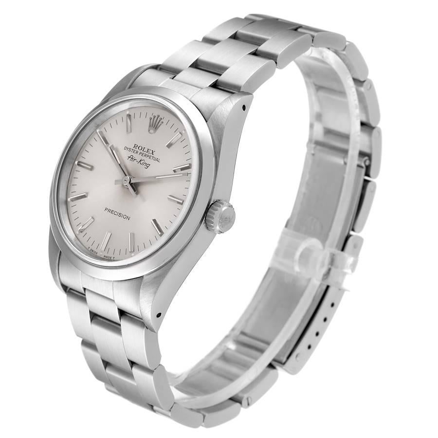 Rolex Air King Silber Zifferblatt Rauch Lünette Stahl Herrenuhr 14000 im Angebot 1