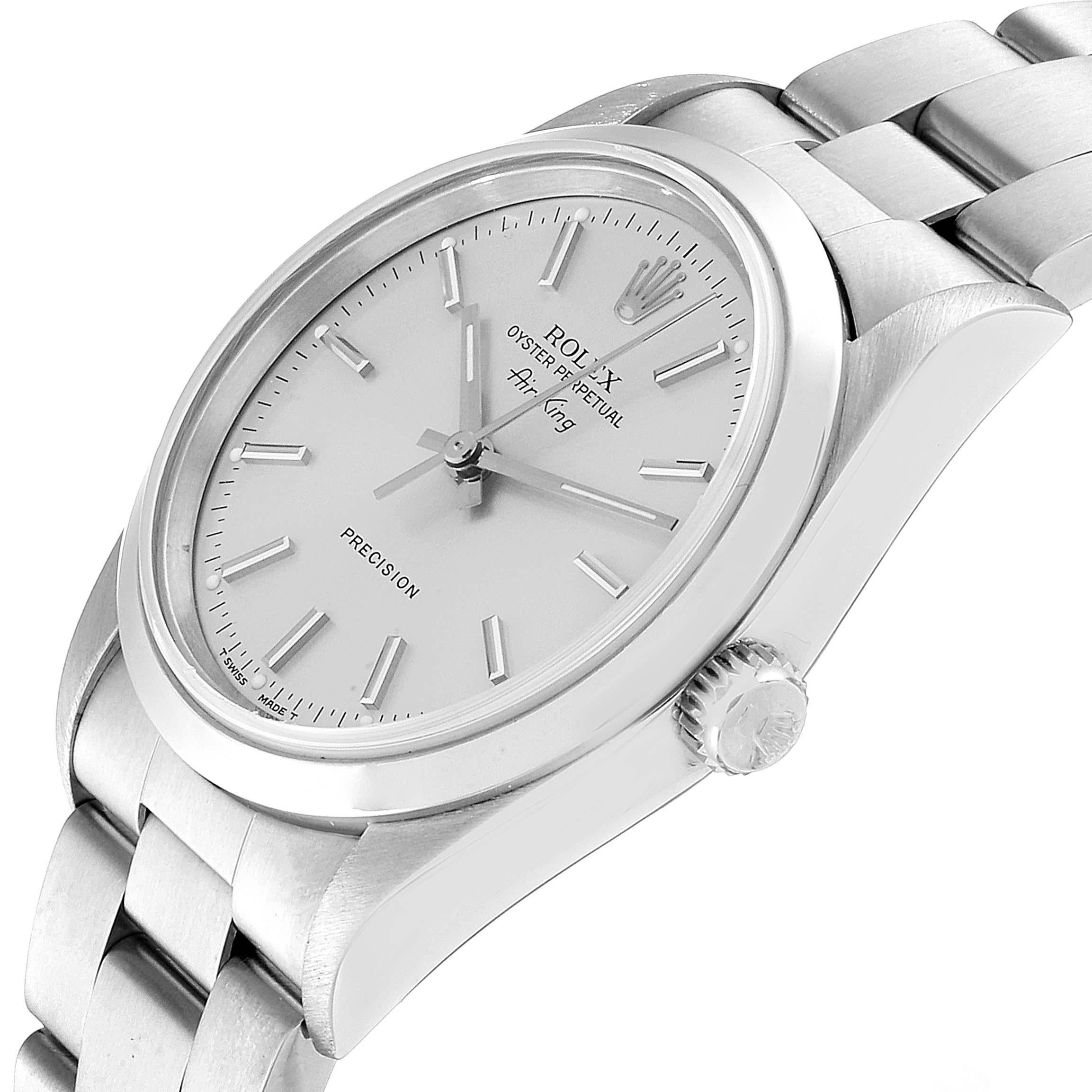 Rolex Air King Silver Dial Smooth Bezel Steel Men's Watch 14000 For Sale 2