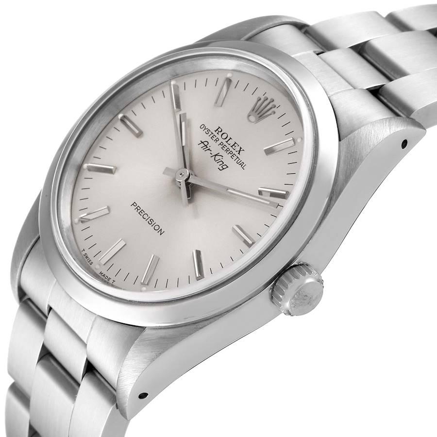 Rolex Air King Silber Zifferblatt Rauch Lünette Stahl Herrenuhr 14000 im Angebot 2