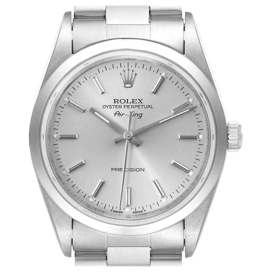 Rolex Air King Silver Dial Smooth Bezel Steel Men's Watch 14000 For Sale