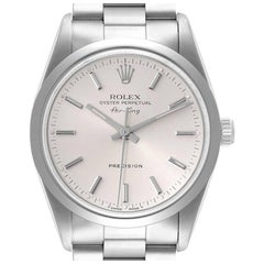 Rolex Air King 34mm Silber Zifferblatt Rauchglas Lünette Stahl Herrenuhr 14000