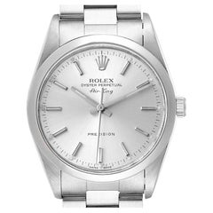 Rolex Montre pour homme Air King en acier avec cadran argenté et lunette à lunette fumée 14000