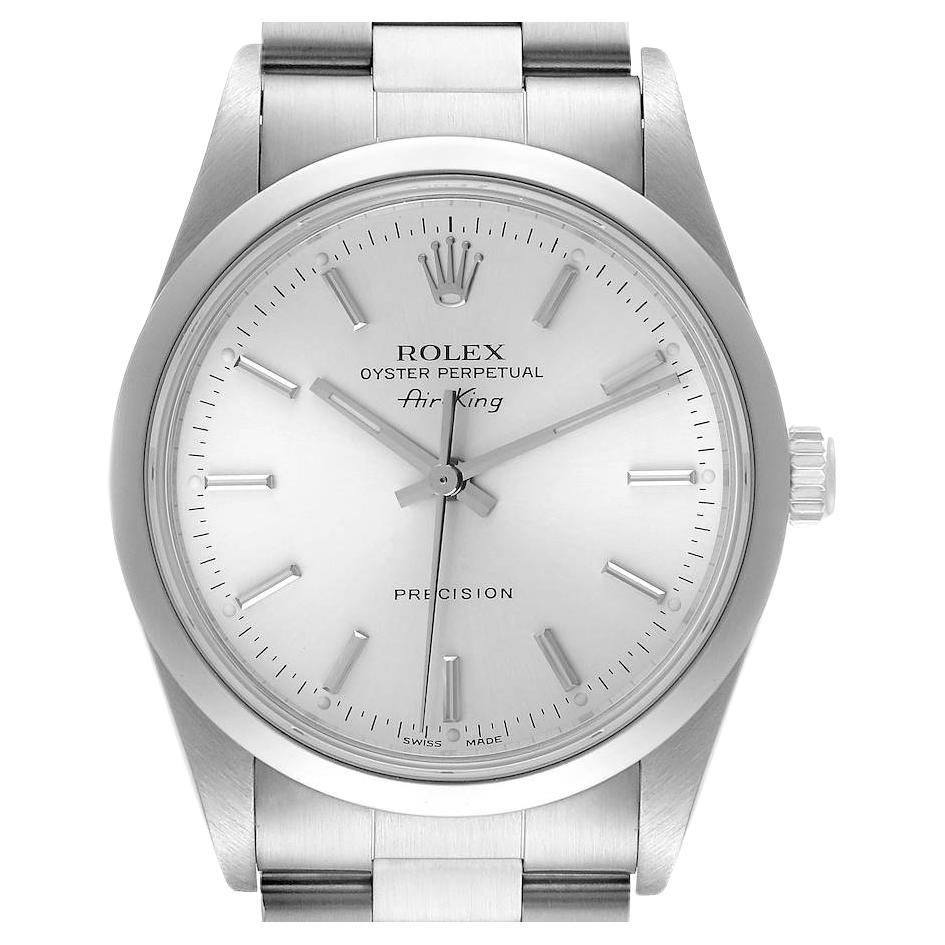 Rolex Air King Steel White Gold Fluted Bezel Men’s Watch 114234 For