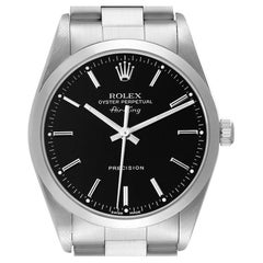 Rolex Air King Steel Black Dial Domed Bezel Mens Watch 14000 Box Papers