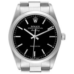 Rolex Air King Steel Black Dial Domed Bezel Mens Watch 14000 Box Papers