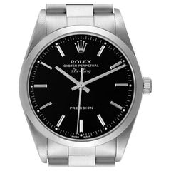 Rolex Air King Steel Black Dial Domed Bezel Mens Watch 14000