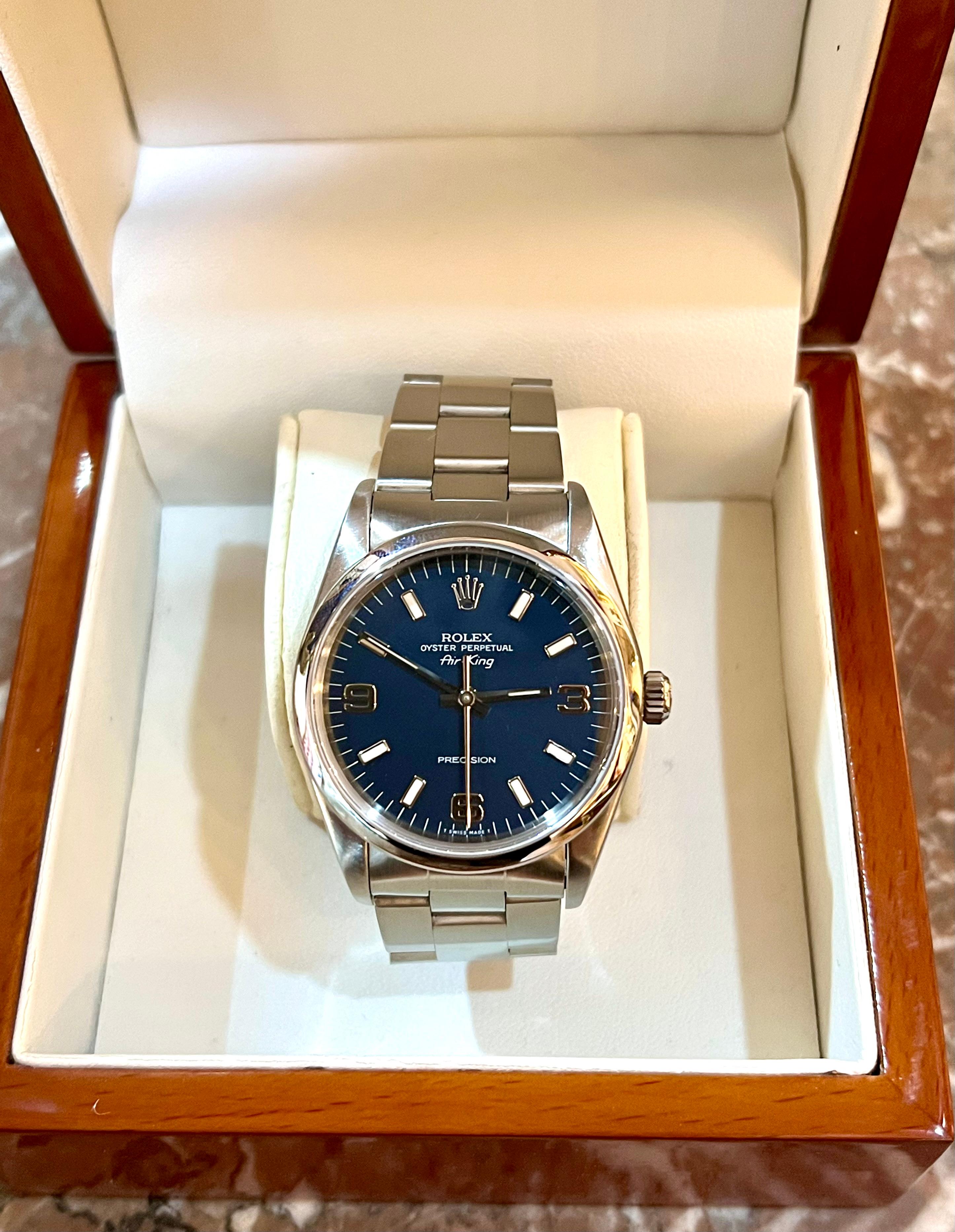 Rolex Air King 34mm Steel Watch In Excellent Condition For Sale In Paris, FR
