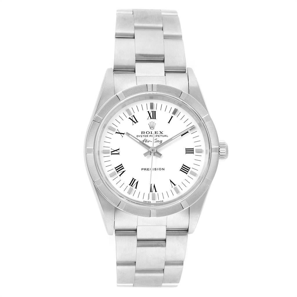 Rolex Air King White Dial Steel Men’s Watch 14010 Box In Good Condition For Sale In Atlanta, GA