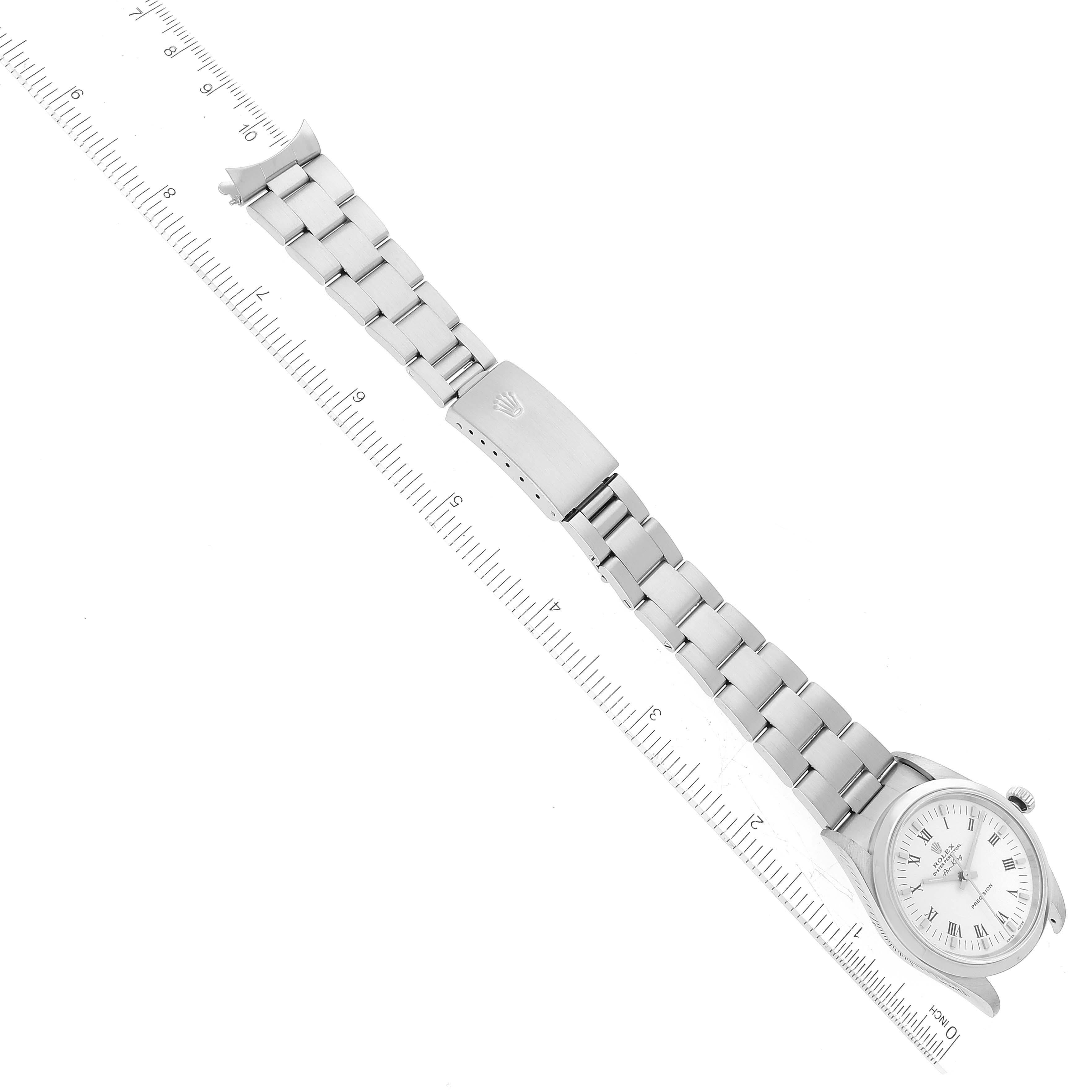 Rolex Air King 34 mm Weißes römisches Zifferblatt gewölbte Lünette Stahl Herrenuhr 14000 7