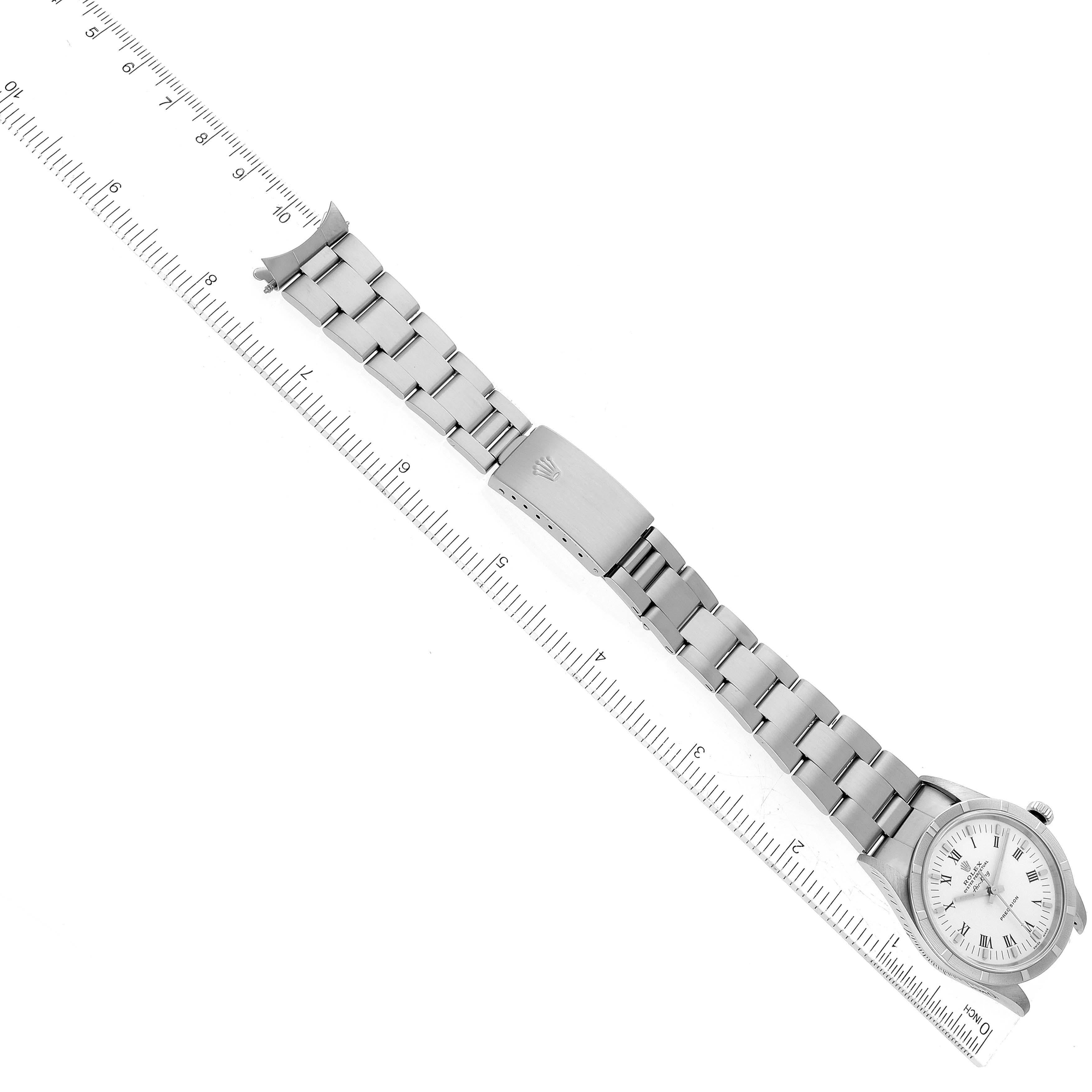 Rolex Air King 34mm Weiße Stahl-Herrenuhr mit römischem Zifferblatt 14010 7
