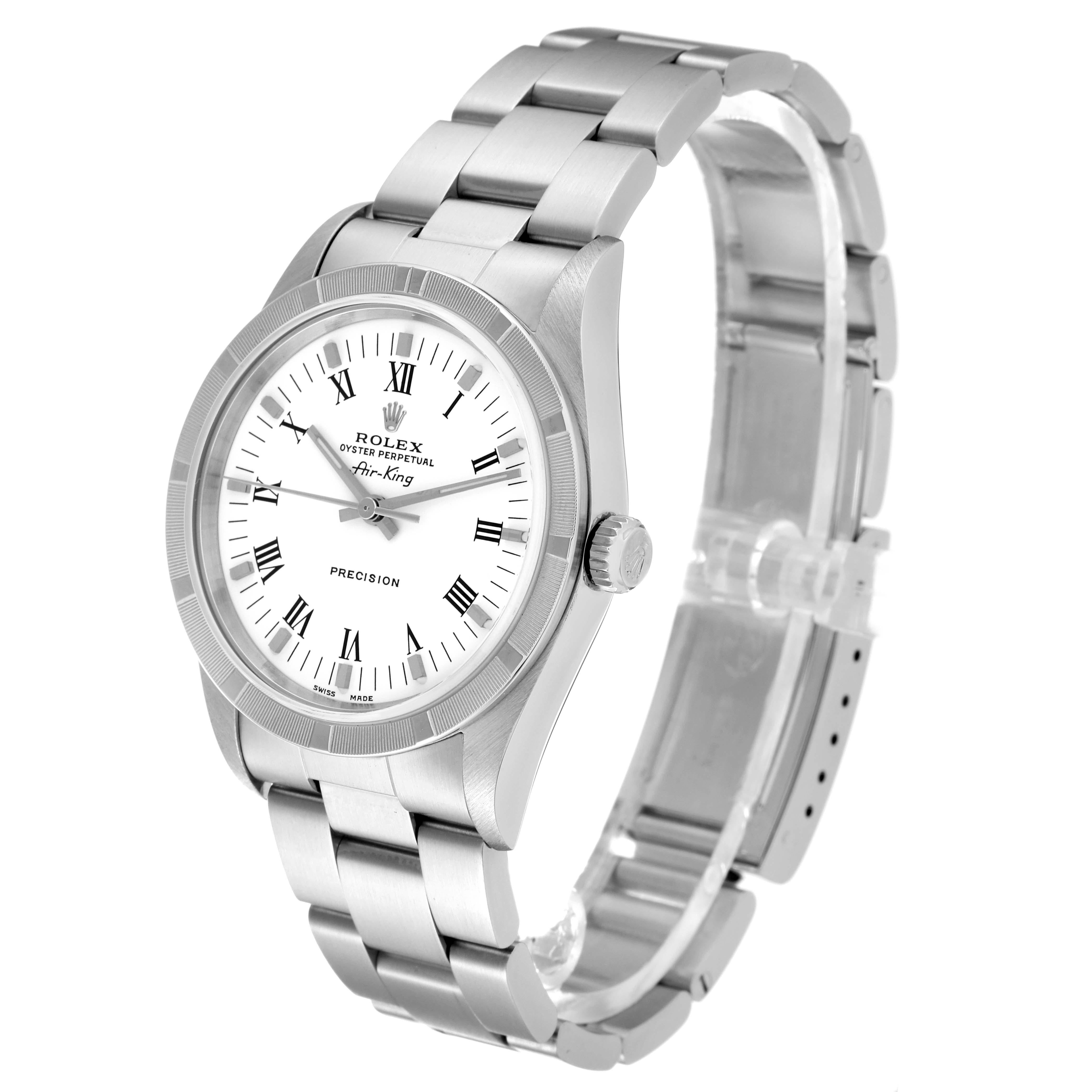 Rolex Air King 34mm White Roman Dial Steel Mens Watch 14010 For Sale 5