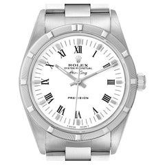 Rolex Air King White Roman Dial Steel Mens Watch 14010