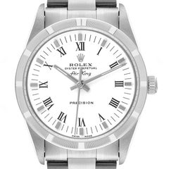 Rolex Air King White Roman Dial Steel Mens Watch 14010