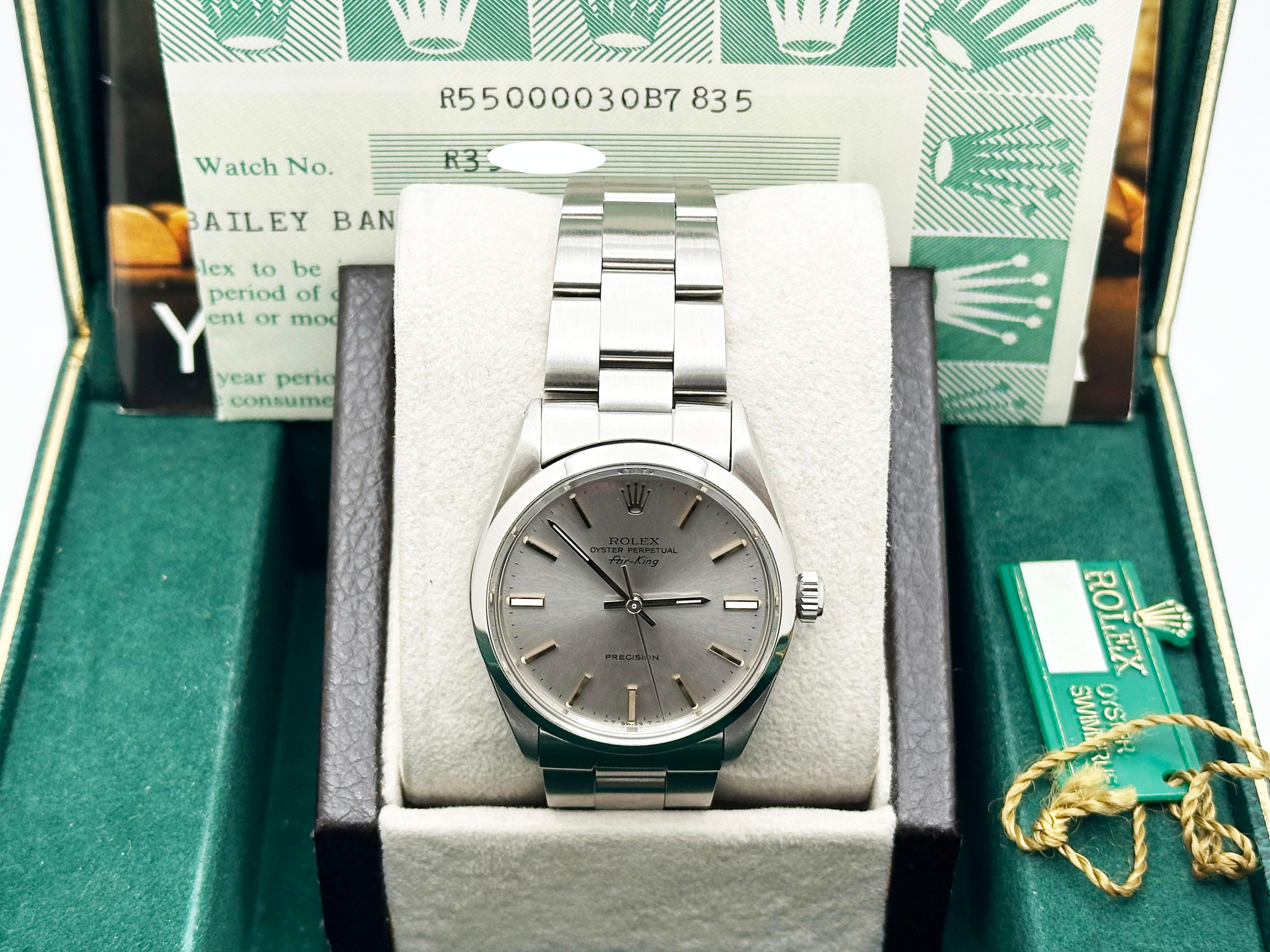 Rolex Air King 5500 34mm Silver Dial Stainless Steel Box Paper For Sale 3