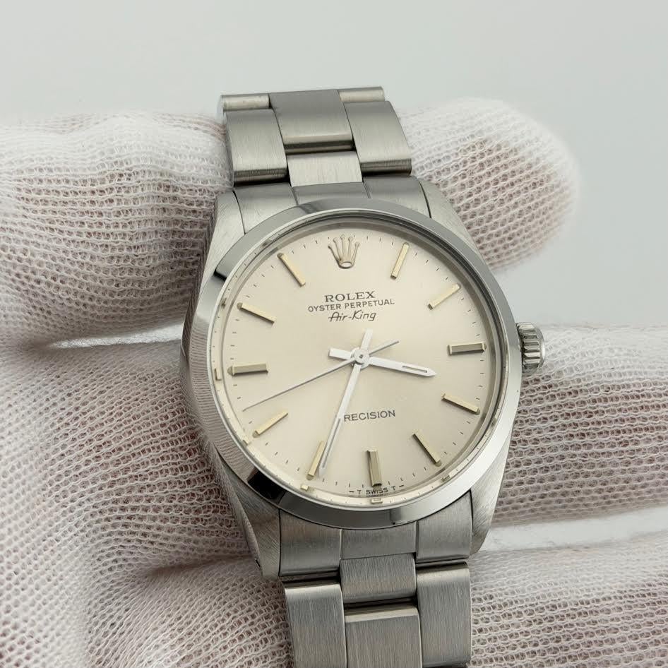 Uomo Rolex Air King 5500 34mm quadrante argento acciaio inossidabile