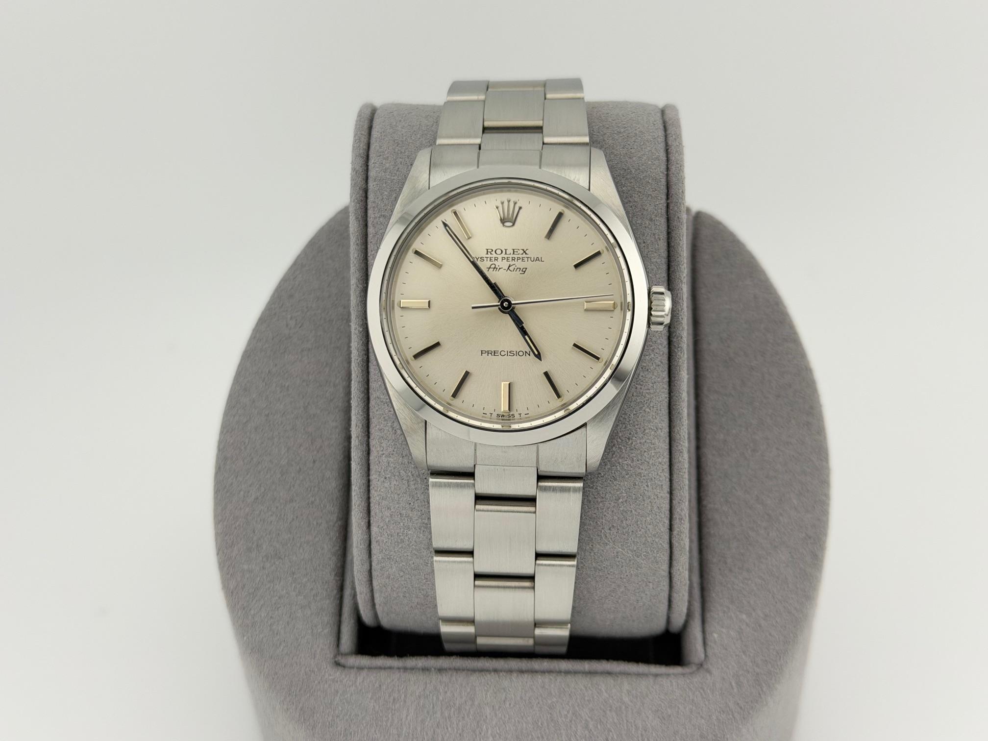 Rolex Air King 5500 34mm quadrante argento acciaio inossidabile 5