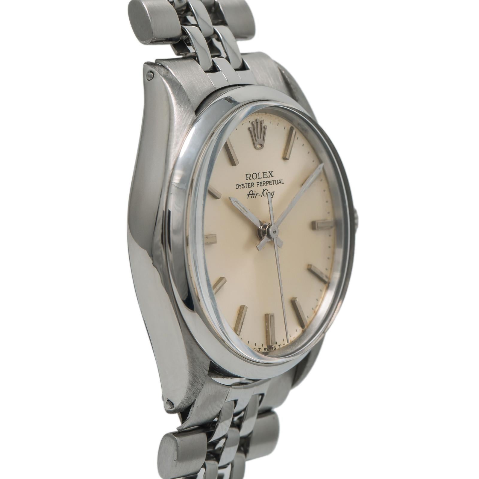 Rolex Air-King 5500, White Dial, Certified and Warranty In Good Condition In Miami, FL
