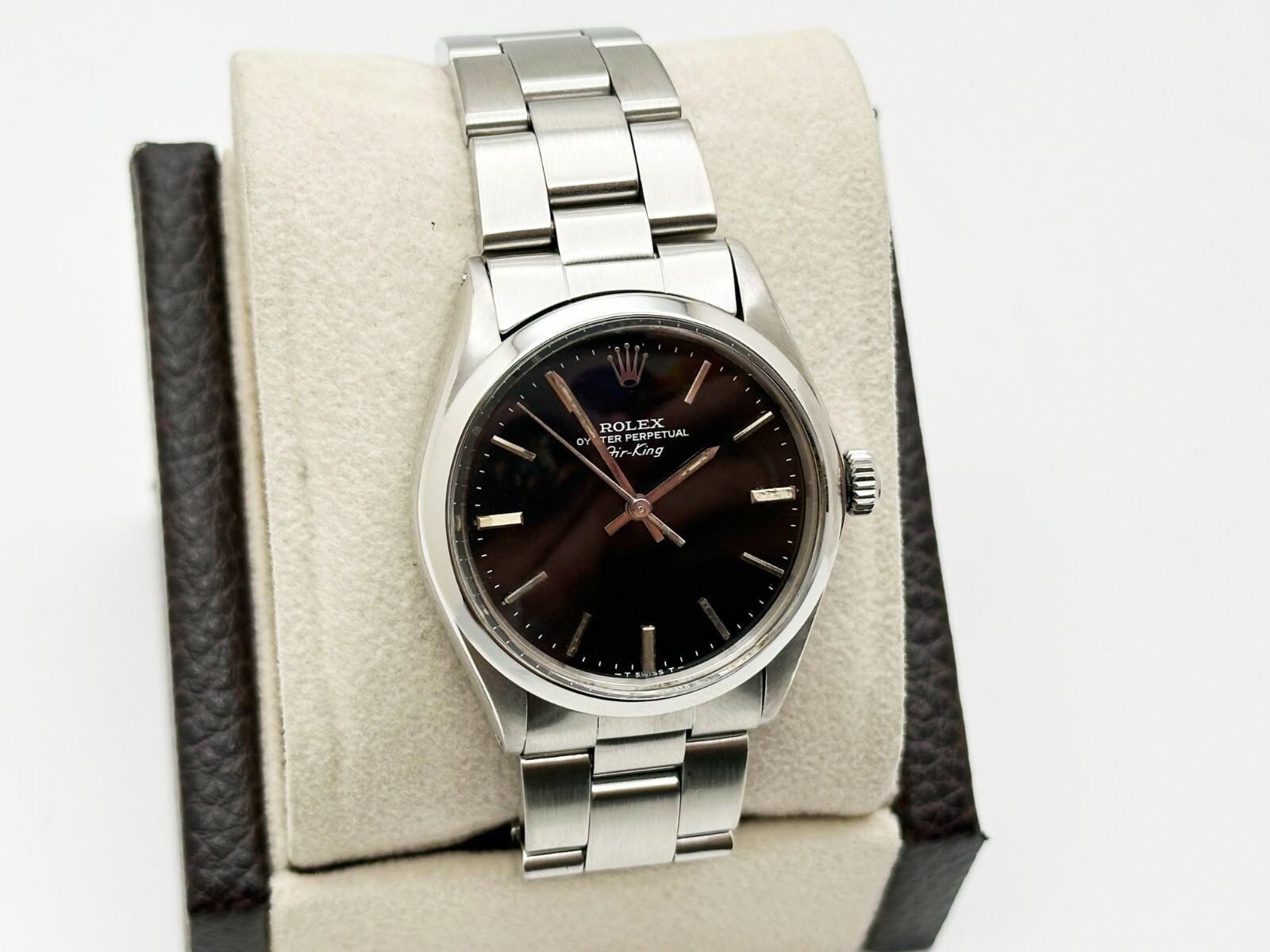 Rolex Air King 5500 Quadrante nero Acciaio inossidabile 34mm in vendita 6