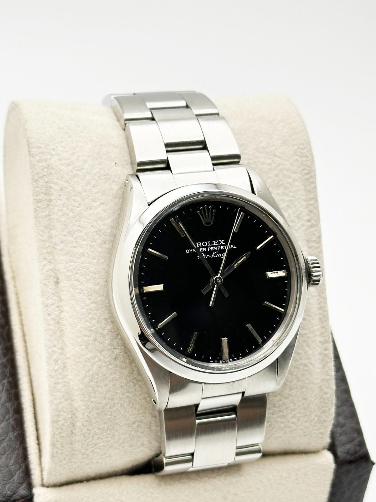 Uomo Rolex Air King 5500 Quadrante nero Acciaio inossidabile 34mm in vendita