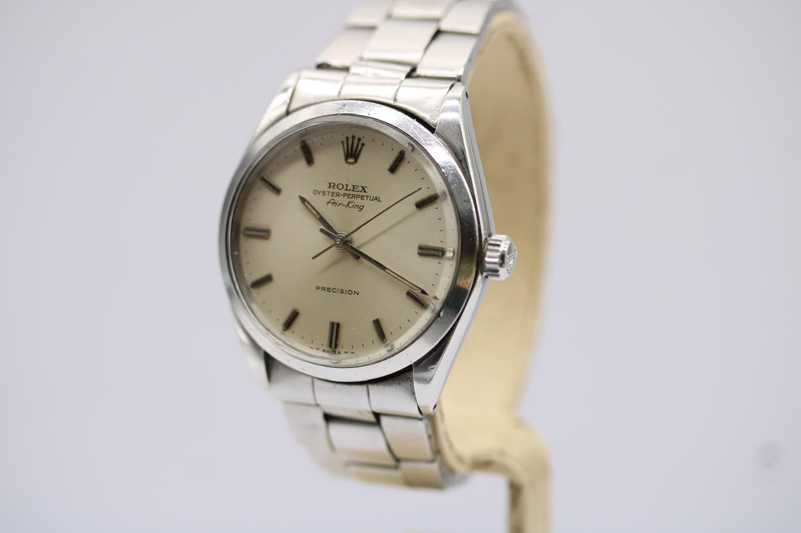 Watch: Rolex Air King 5500
Stock Number: CHW6231

We have just had this classic Rolex Air King 5500 Oyster Perpetual Precision put through a full service with auto wheel replacement. It now runs like a dream :) at just plus 7 or 8 seconds per day.