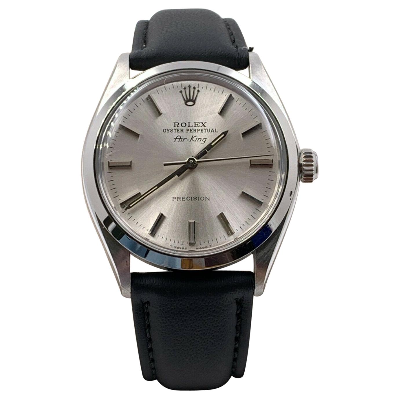Rolex Air King 5500 Stainless Steel Leather Band at 1stDibs