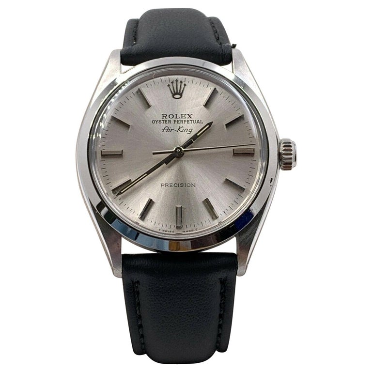 Rolex Air King 5500 Stainless Steel Leather Band at 1stDibs | rolex air  king leather, rolex air king 5500 leather strap, rolex air king leather  strap