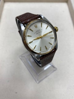 Rolex Air King 5501 14 Karat Yellow Gold Stainless Steel Leather Strap