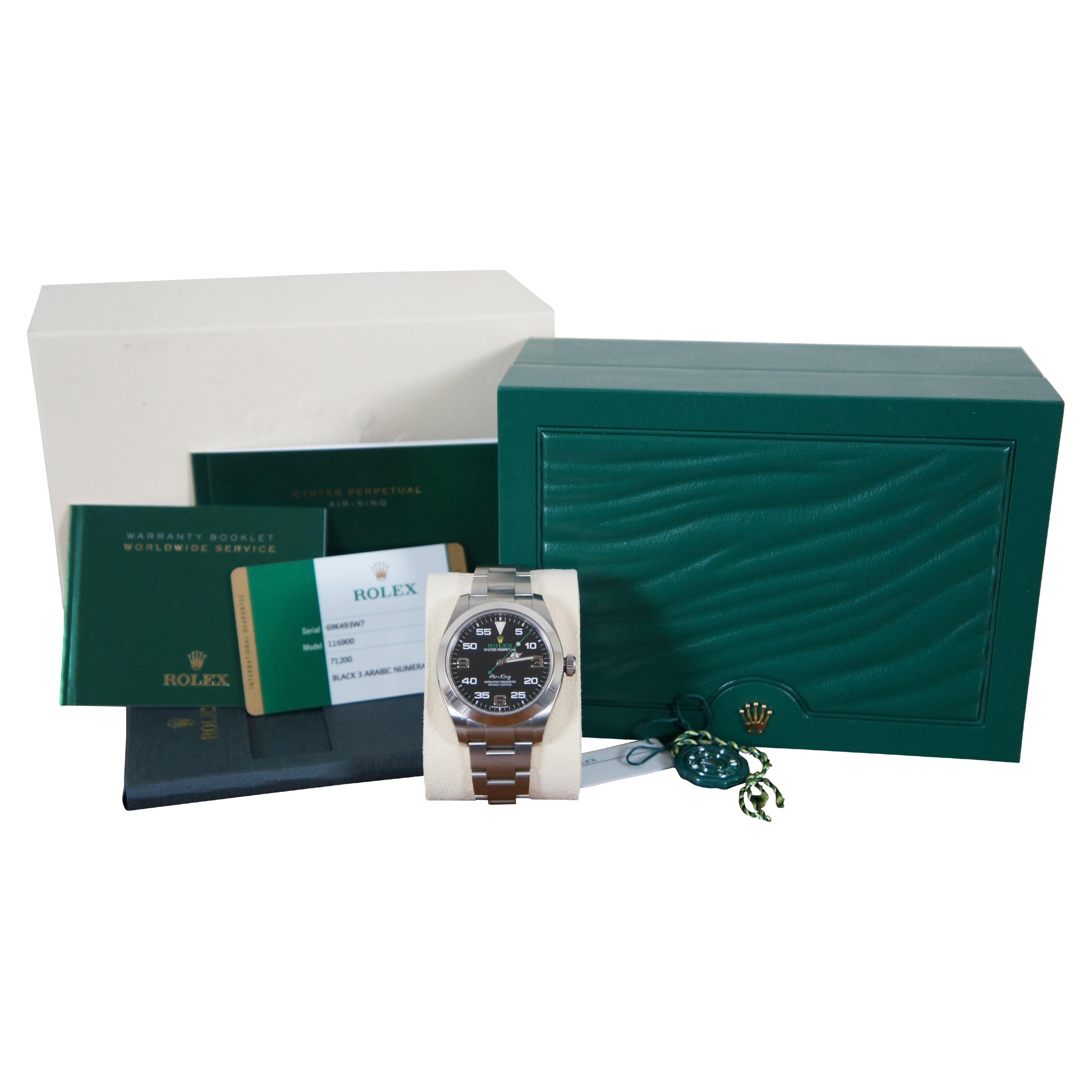 Rolex Air King Schwarz 116900 Edelstahl Oyster Perpetual 44MM Box & Papiere im Angebot