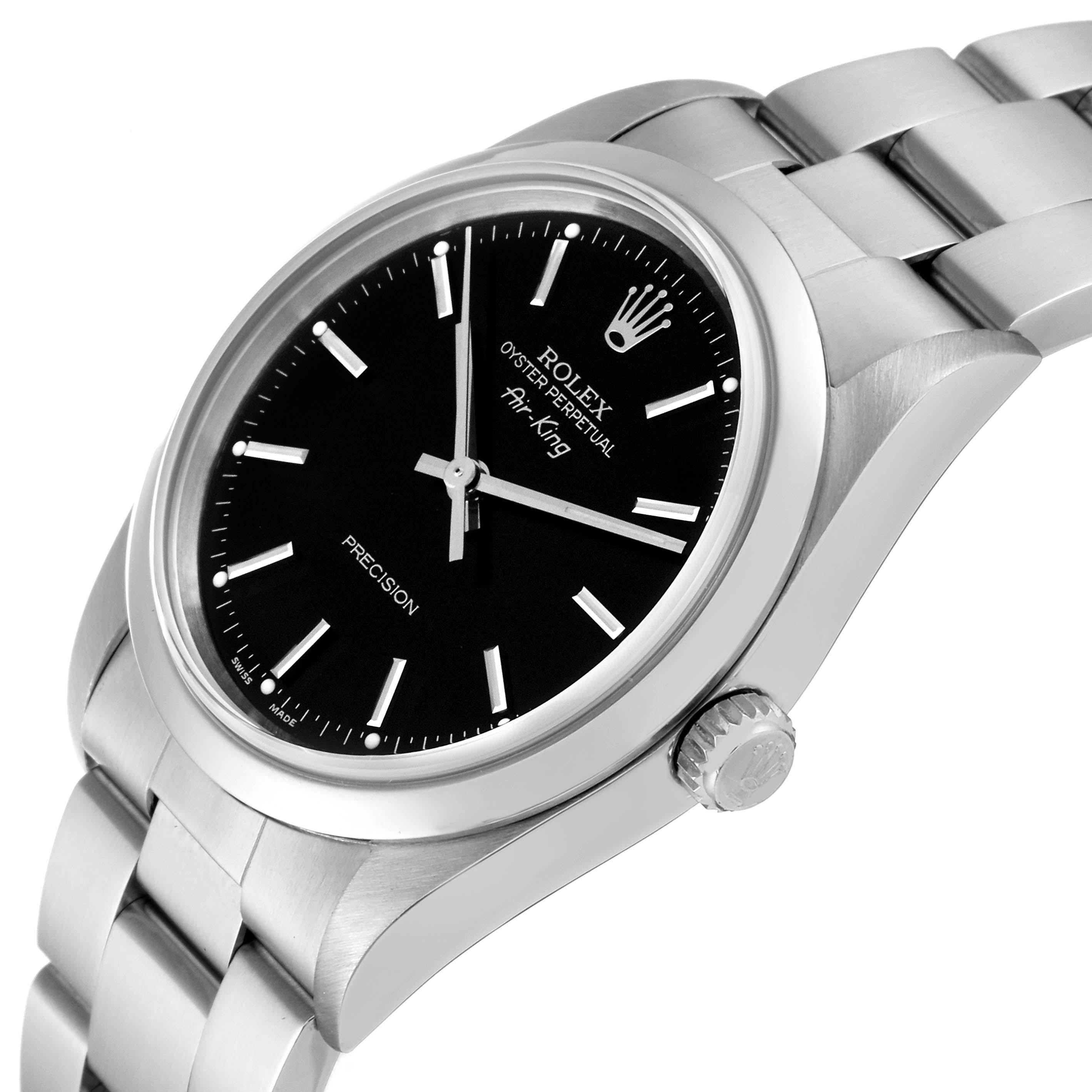 Rolex Air King Black Dial Smooth Bezel Steel Mens Watch 14000 For Sale 1