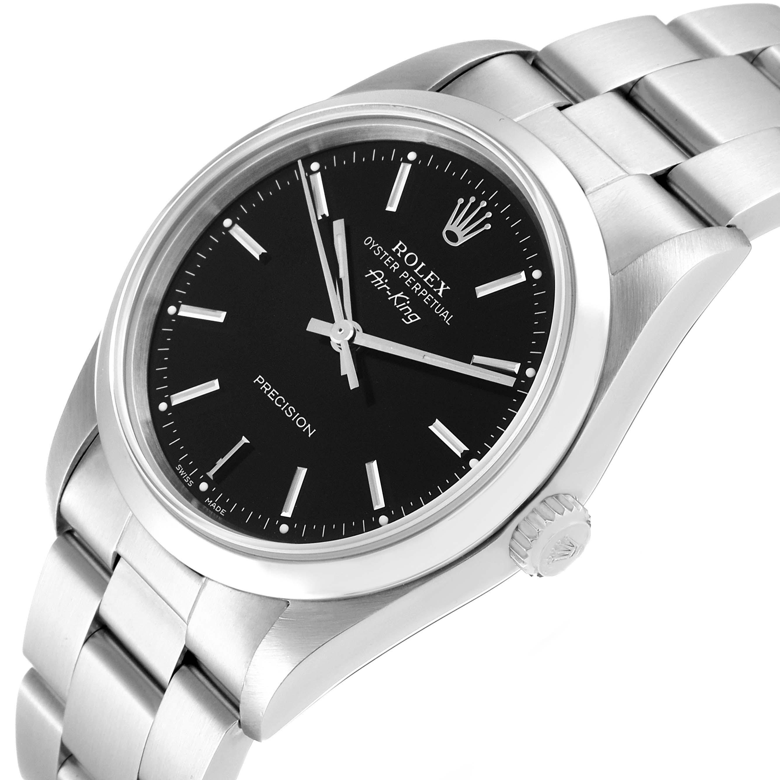 Rolex Air King Black Dial Smooth Bezel Steel Mens Watch 14000 For Sale 3
