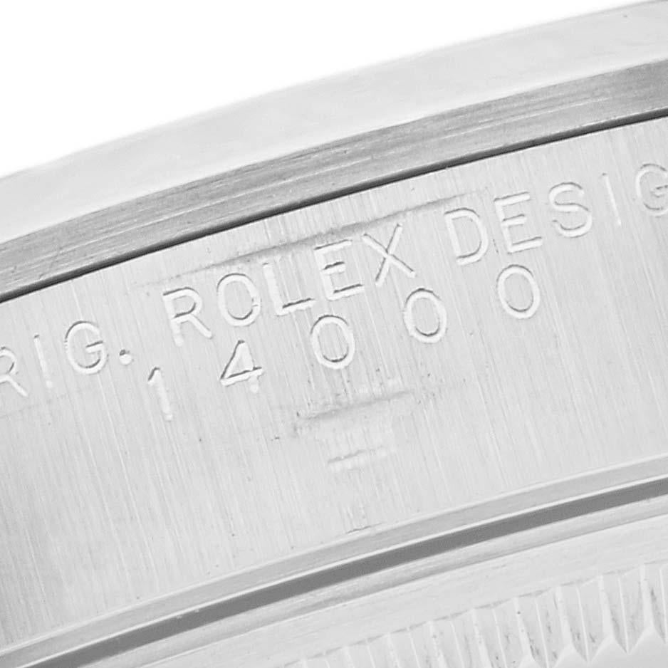 Rolex Air King Stahl-Herrenuhr mit schwarzem Zifferblatt und Rauchglas-Lünette 14000 im Angebot 4