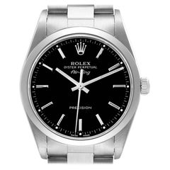 Rolex Air King Black Dial Smooth Bezel Steel Mens Watch 14000