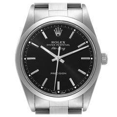 Rolex Air King Black Dial Smooth Bezel Steel Mens Watch 14000