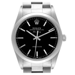 Rolex Air King Black Dial Smooth Bezel Steel Mens Watch 14000