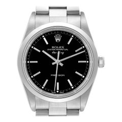 Rolex Air King Black Dial Smooth Bezel Steel Mens Watch 14000