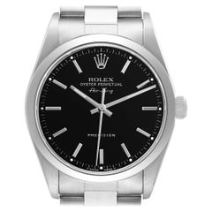 Rolex Air King Black Dial Smooth Bezel Steel Mens Watch 14000