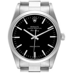 Rolex Air King Cadran noir Lunette lisse Acier Montre homme 14000