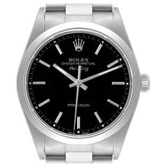 Rolex Air King Black Dial Smooth Bezel Steel Mens Watch 14000