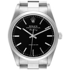 Rolex Air King Black Dial Smooth Bezel Steel Mens Watch 14000
