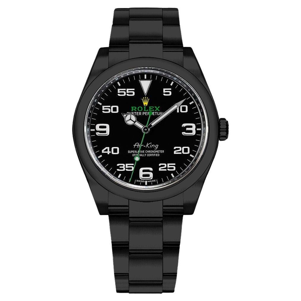 Rolex Air King Black PVD/DLC en acier inoxydable revêtu 116900 en vente