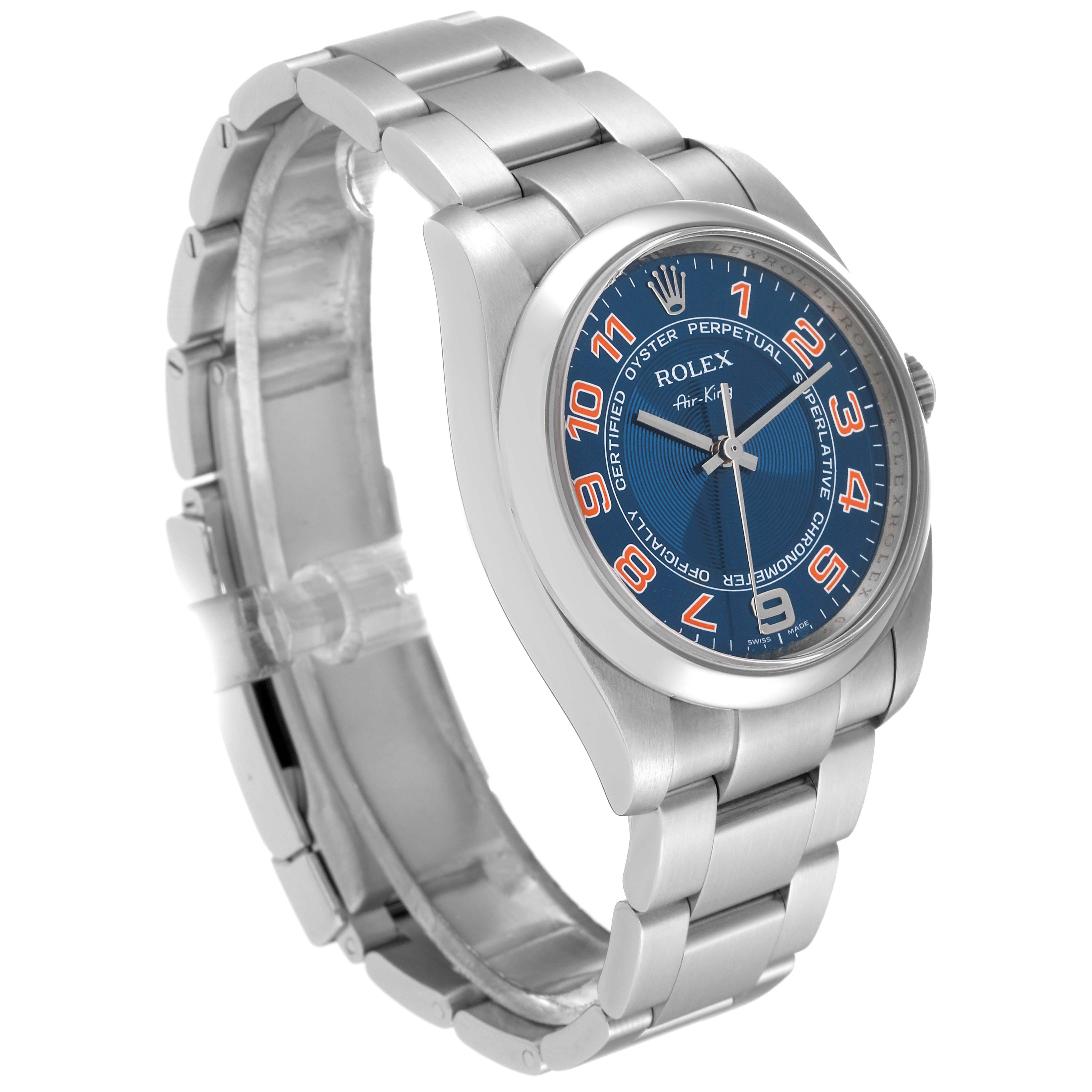 Rolex Air King Blue Concentric Dial Steel Mens Watch 114200 Box Card 6